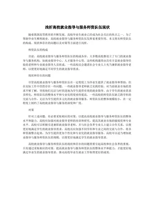 浅析高校就业指导与服务师资队伍现状