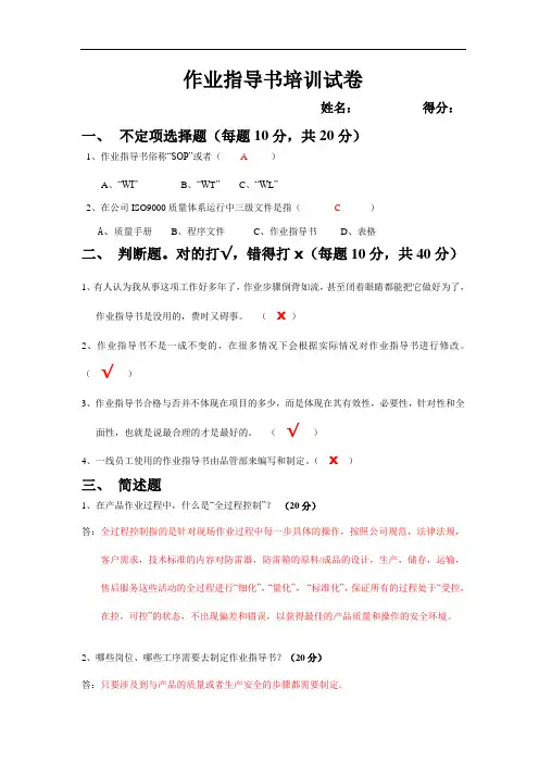 作业指导书试题答案