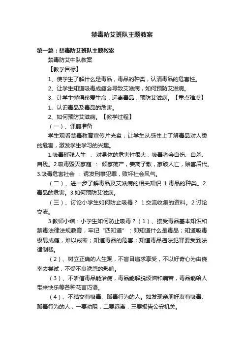 禁毒防艾班队主题教案