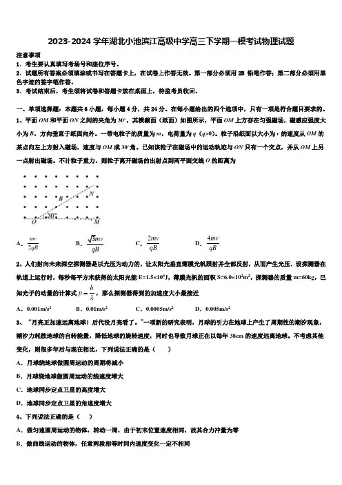 2023-2024学年湖北小池滨江高级中学高三下学期一模考试物理试题含解析