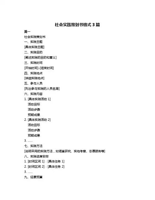 社会实践策划书格式3篇