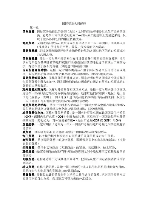 国际贸易名词解释