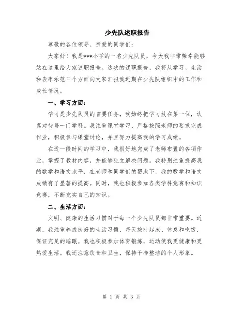少先队述职报告