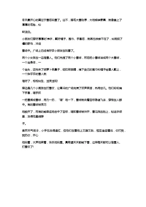 童年趣事玩雪作文五年级