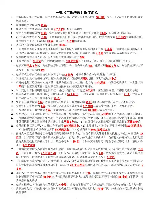 一建法规数字类集萃