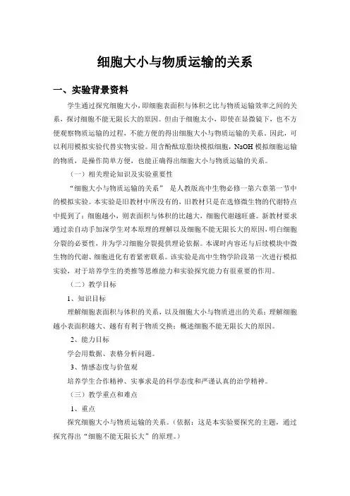 09.4班-细胞大小与物质运输的关系实验方案