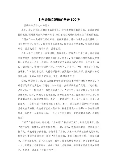 七年级作文温暖的冬天600字