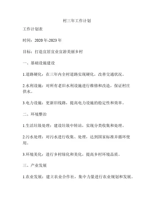 村三年工作计划