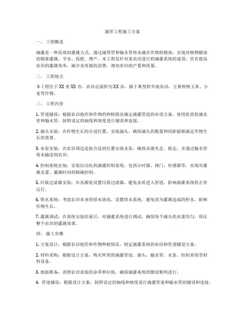 滴管工程施工方案