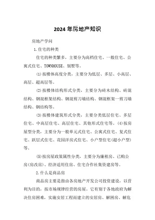 2024年房地产知识