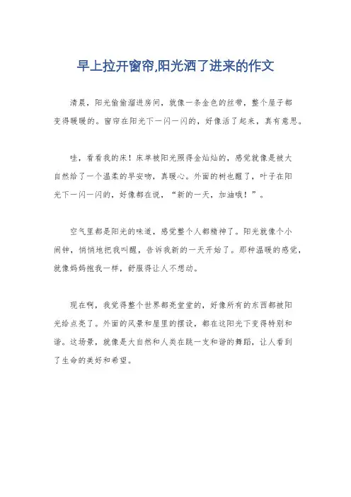 早上拉开窗帘,阳光洒了进来的作文