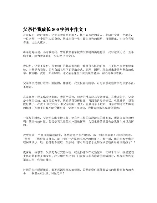 父亲伴我成长800字初中作文