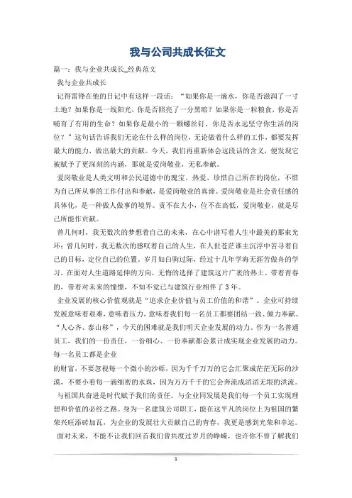 我与公司共成长征文