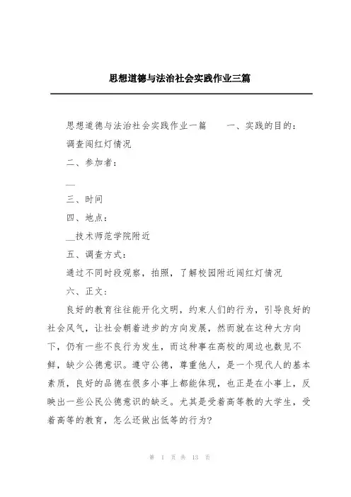 思想道德与法治社会实践作业三篇