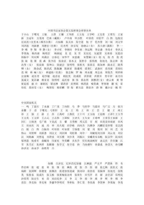中国书法家协会会员理事名单