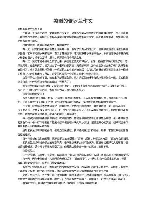 美丽的紫罗兰作文4篇