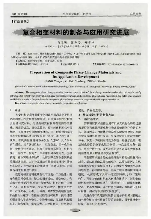 复合相变材料的制备与应用研究进展