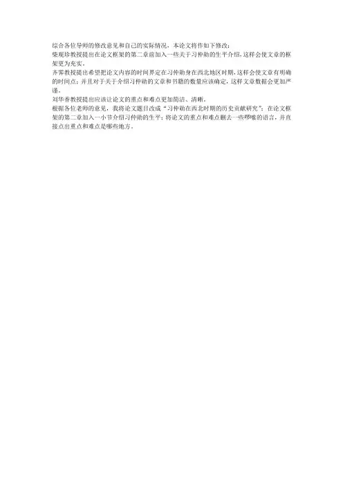 开题报告修改意见
