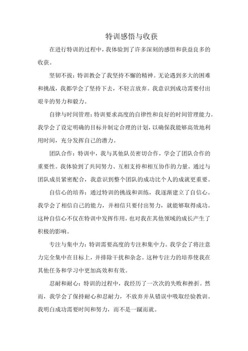 特训感悟与收获