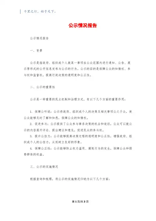 公示情况报告