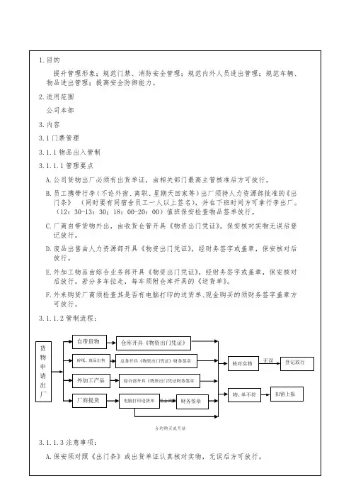 保安执勤作业指导书