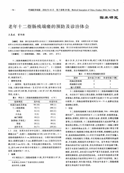 老年十二指肠残端瘘的预防及诊治体会