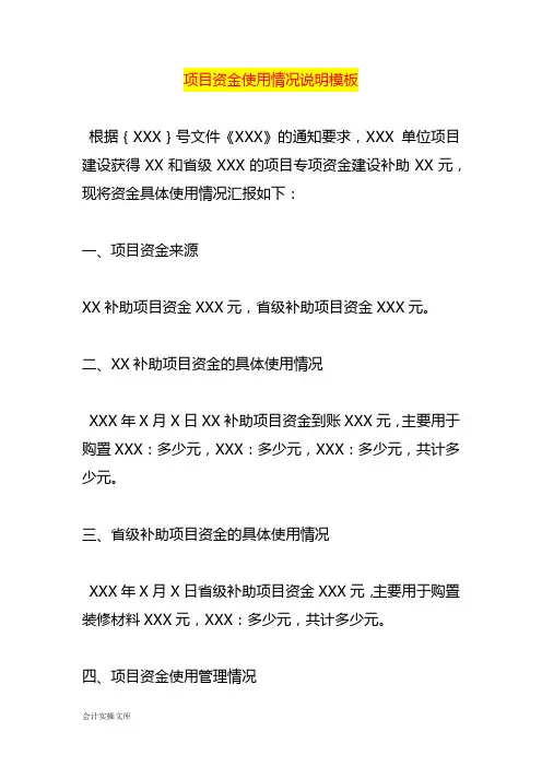 项目资金使用情况说明模板