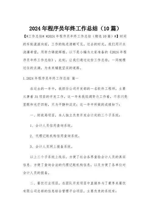 2024年程序员年终工作总结(10篇)
