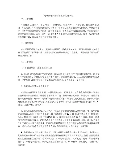 道路交通安全专项整治实施方案.doc