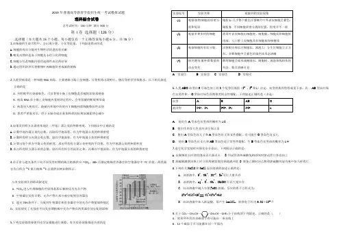 (完整版)2019年高考全国卷模拟试题(理科综合)word版