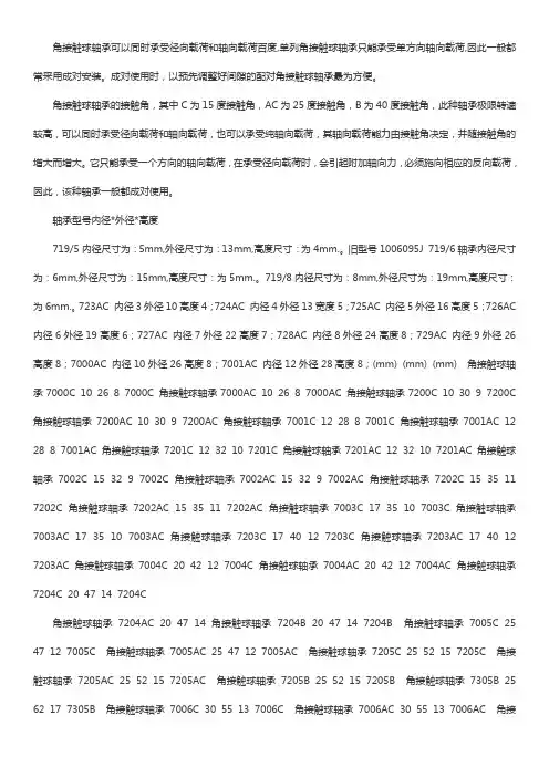 角接触轴承型号与尺寸-角接触轴承型号规格表【超强解读】