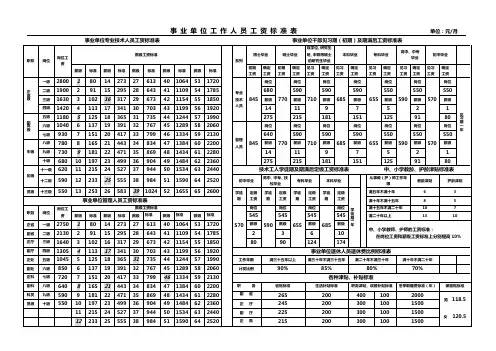 事业单位工作人员工资标准表(2020)