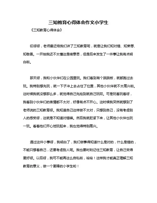 三知教育心得体会作文小学生