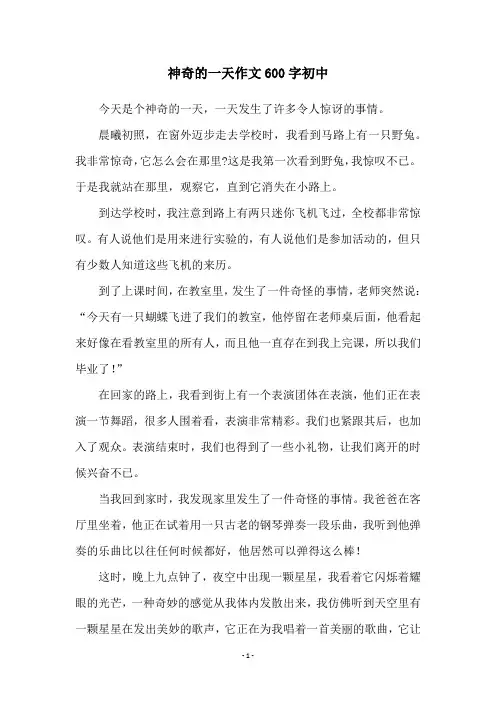 神奇的一天作文600字初中