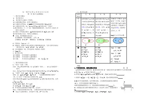 高一数学必修1知识点总结及练习题