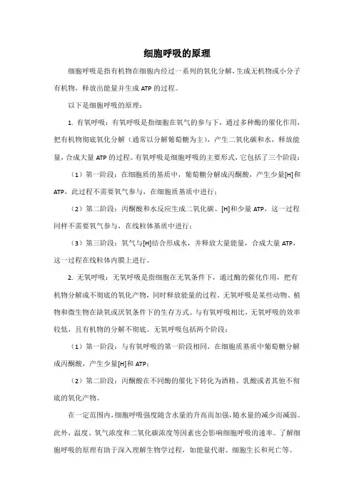 细胞呼吸的原理