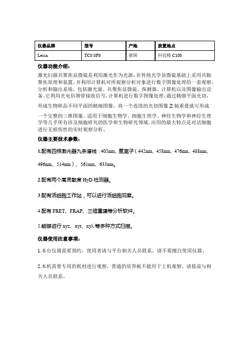 Leica激光共聚焦显微镜