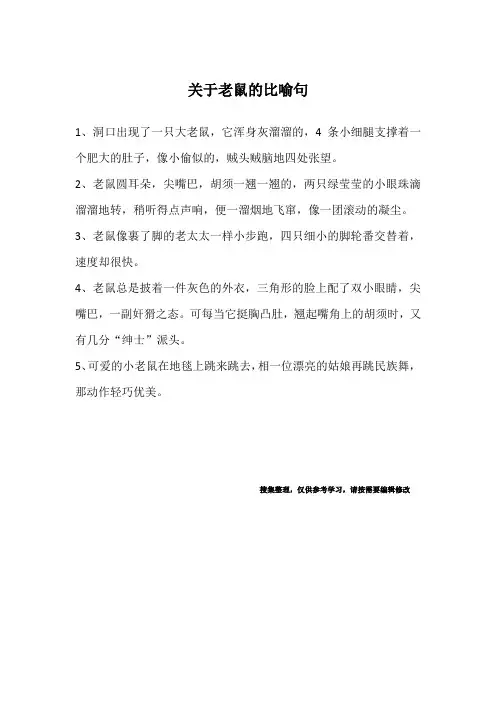 关于老鼠的比喻句