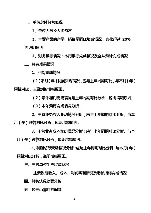 财务分析提纲