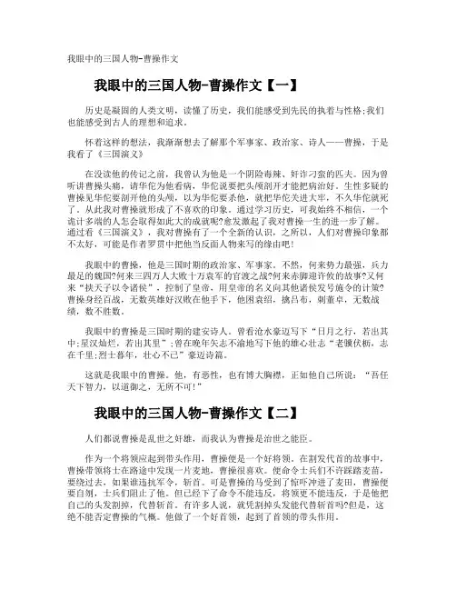 我眼中的三国人物-曹操作文 2
