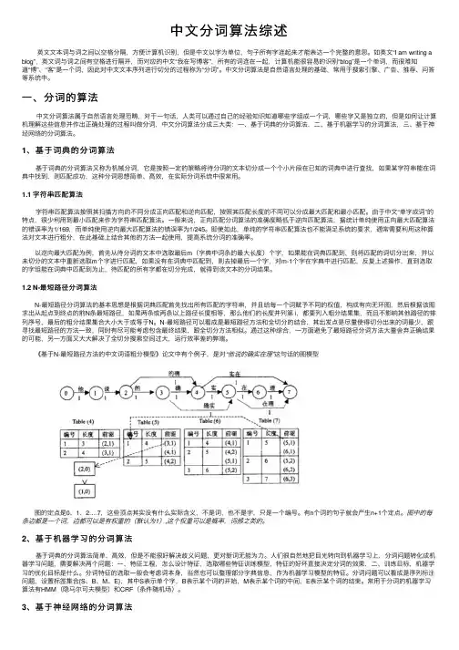 中文分词算法综述