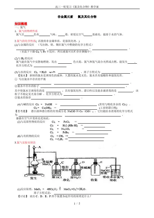 高三一轮复习《氯及化合物》教学案