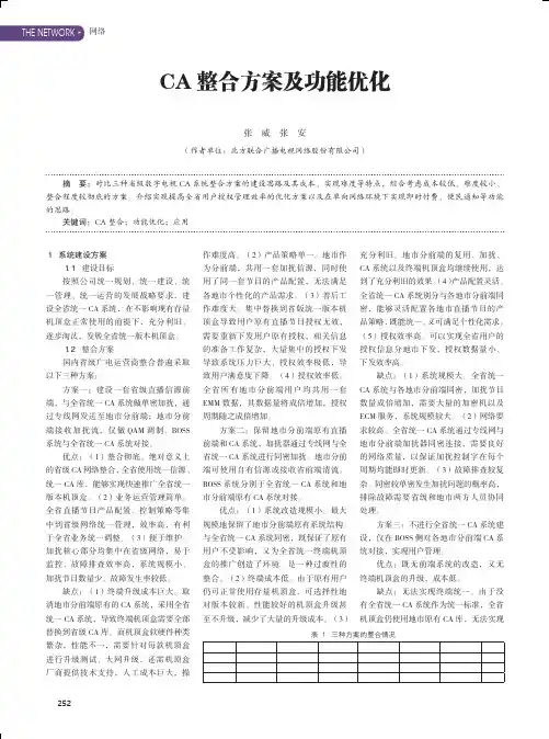 CA整合方案及功能优化