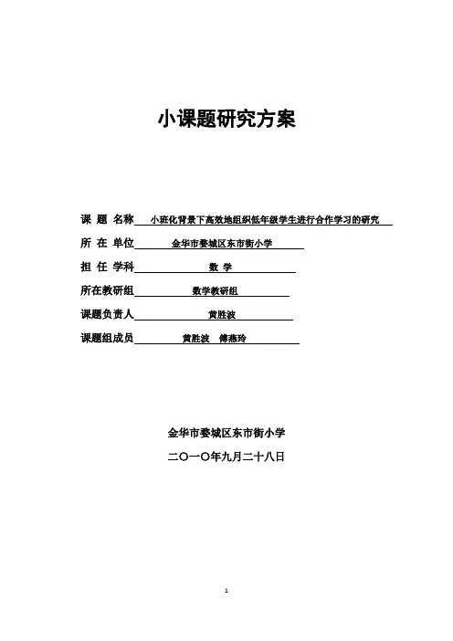 数学小课题研究方案