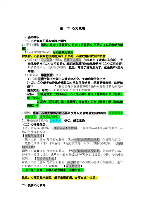 执业护士考试必看重点口诀记忆心力衰竭心律失常