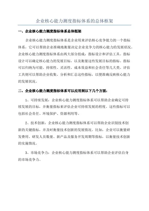 企业核心能力测度指标体系的总体框架