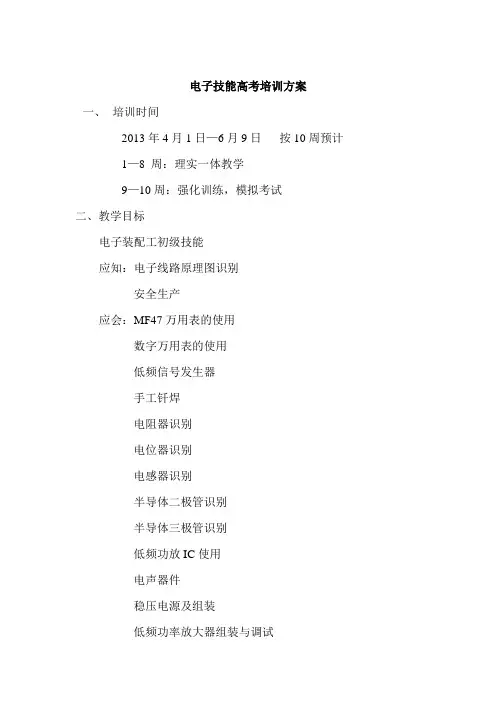 电工培训方案及课表