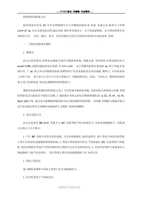 材料合成与制备论文(纳米材料).