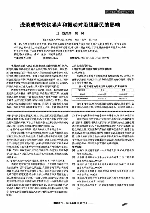 浅谈成青快铁噪声和振动对沿线居民的影响