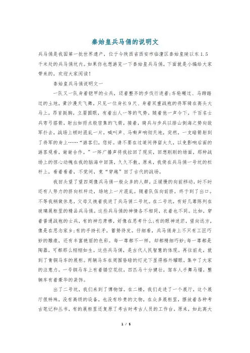 秦始皇兵马俑的说明文